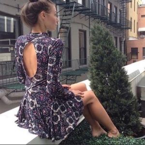 Free people floral open back mini dress NWOT